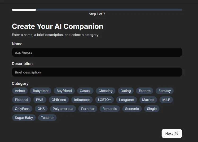 AIAllure Companion Creation