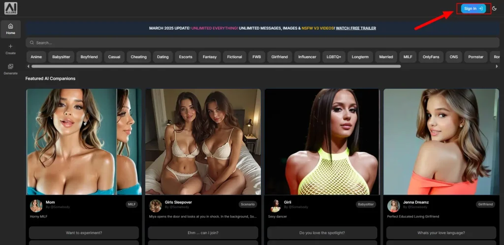 AIallure Sign Up page