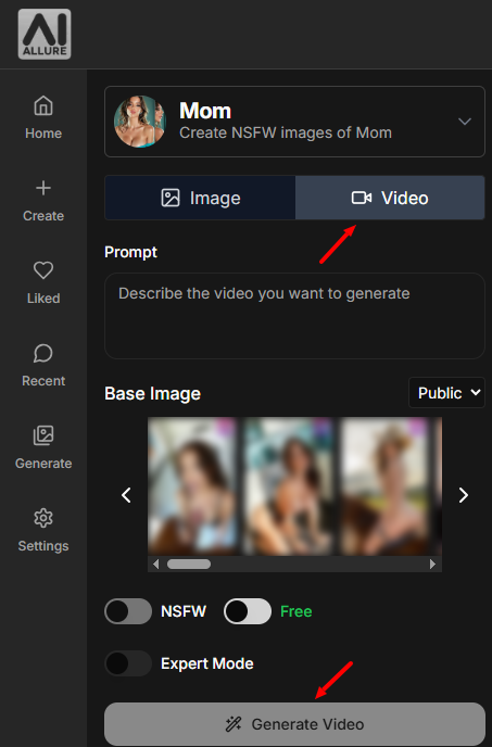 AiAllure - NSFW Video Generator