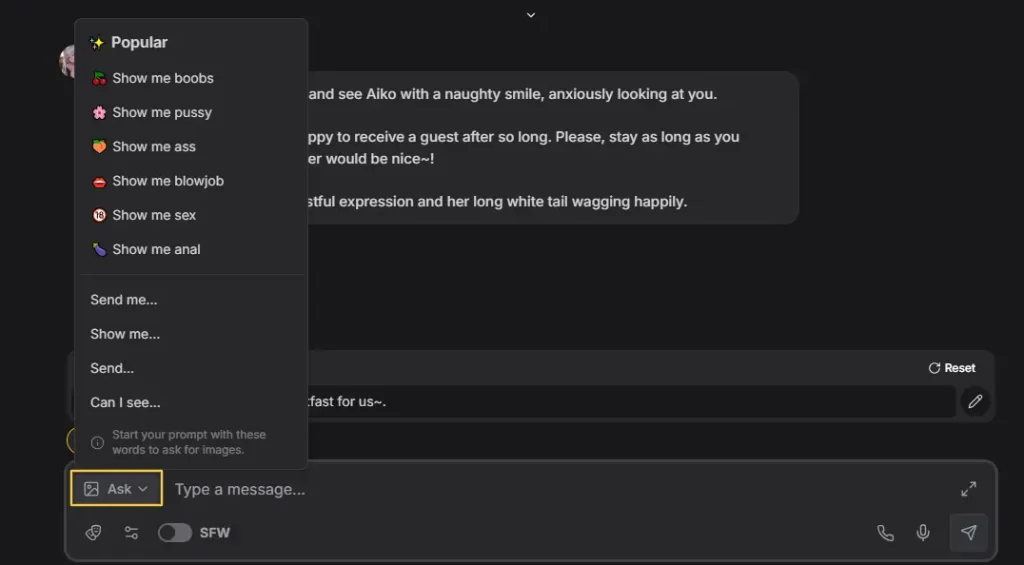 GirlfriendGPT - Image Request in Chat