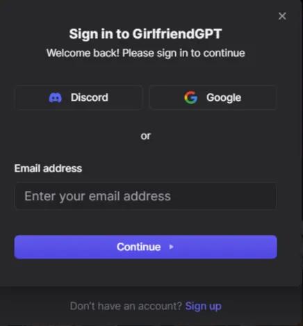 GirlfriendGPT - Signup