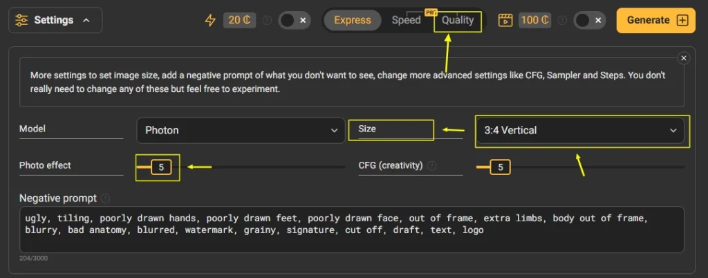 Pornworks AI - Image Generation Parameters