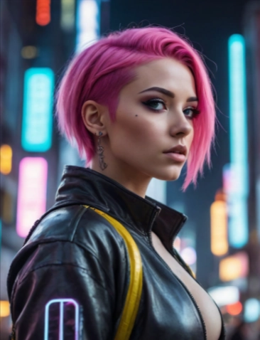 Seduced AI - Cyberpunk woman with neon hair
