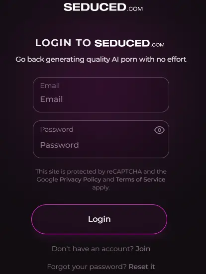 Seduced AI - Login Page