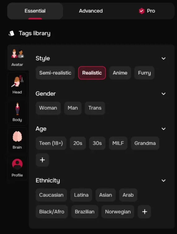 Sugarlab AI - Customization of Character