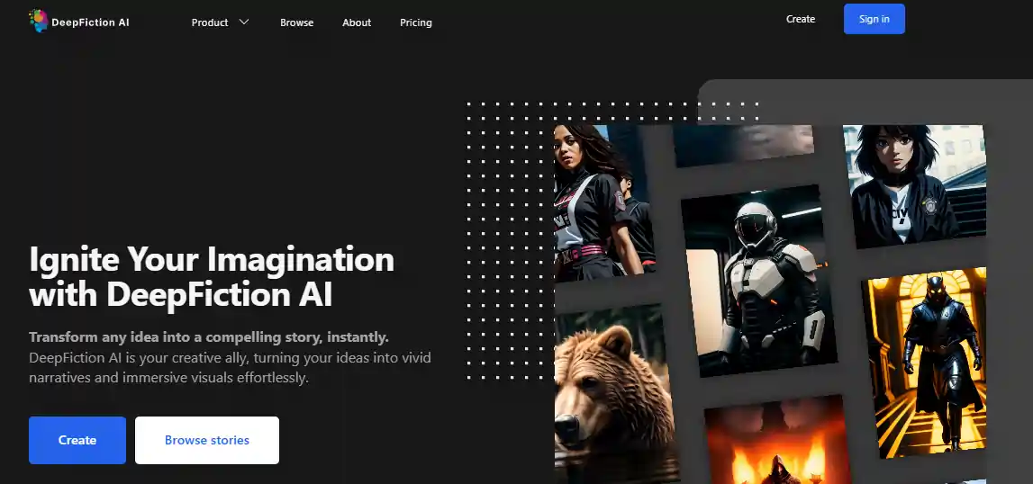 DeepFiction-AI Homepage _