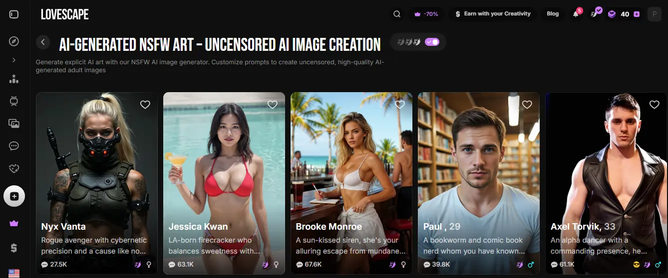 Lovescape AI - AI NSFW Art Generator