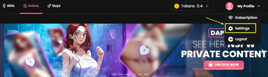 Candy AI - My Profile Setting