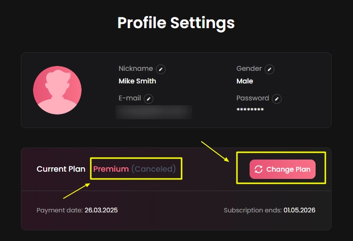 Candy AI - Subscription Cancel Page