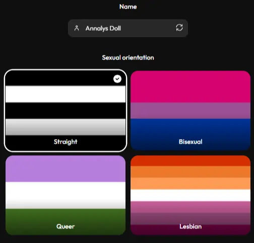 JOI AI – AI Choose AI Character name and sexual Orientation