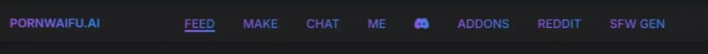 PornWaifu AI - Header Tabs