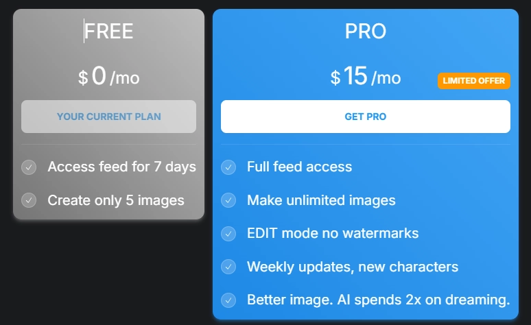 Pornwaifu AI - Pricing Plan