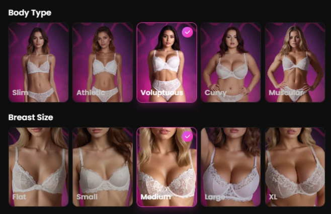 Golove AI - AI Character Body type and Breast Size