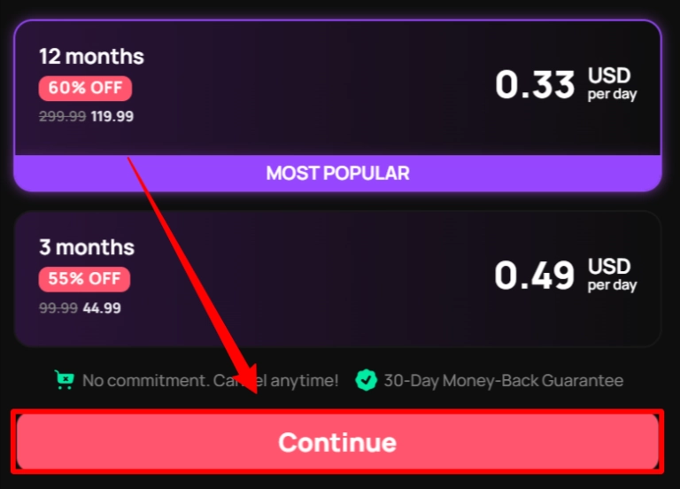 Selecting annual Get-Harder.Today plan for Discount