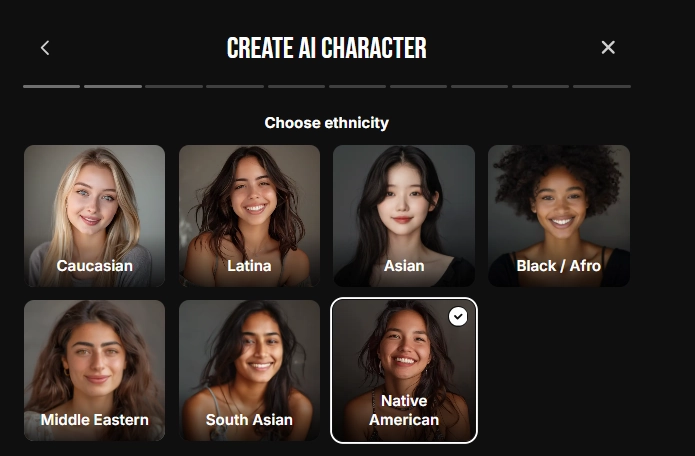 Spicier - AI Character Ethnicity Selection
