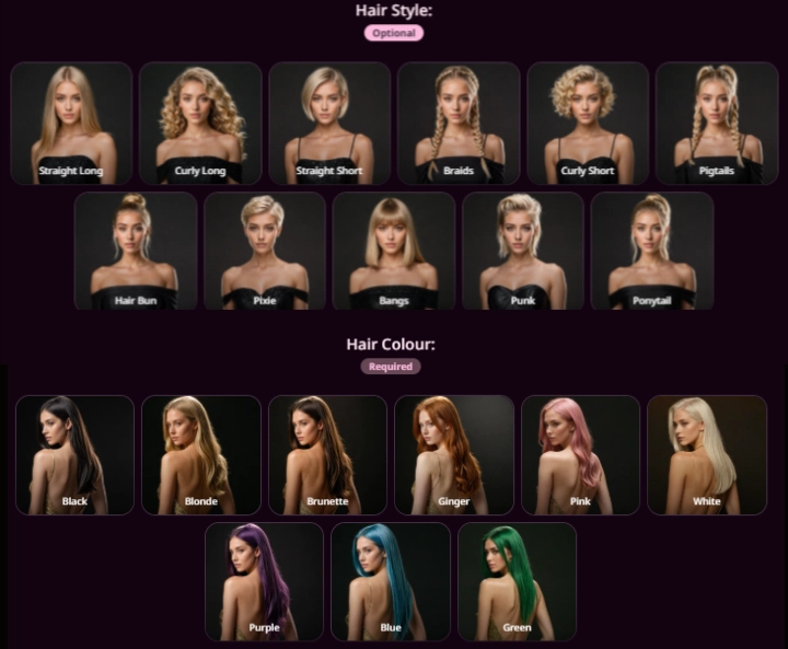 Fantasy AI - AI Character Hair Color and Hair Style