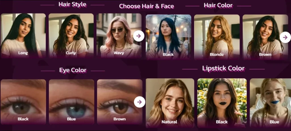 Kupid AI - AI Girlfriend Hair and Face Selection