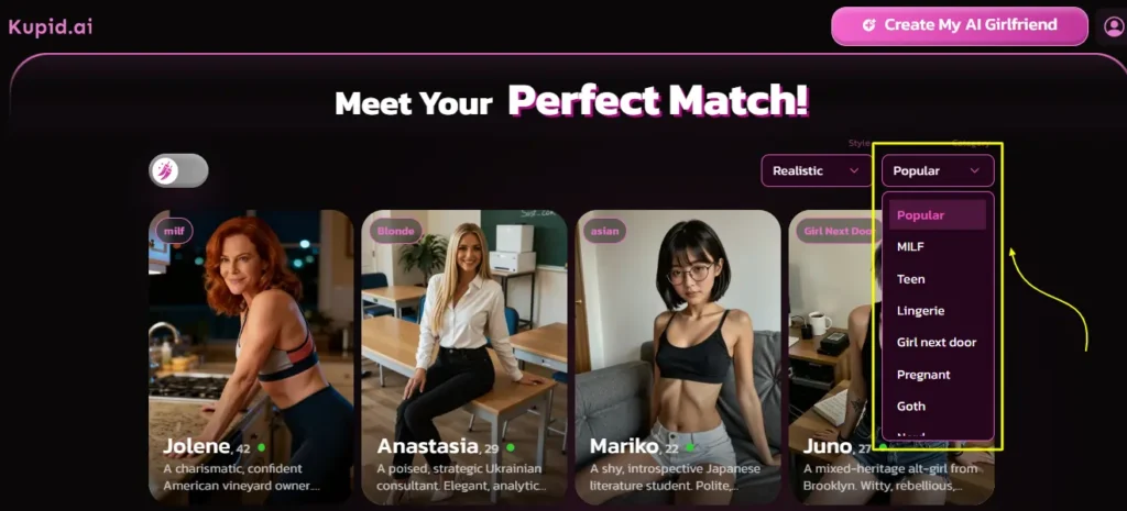 Kupid AI - Category Selection