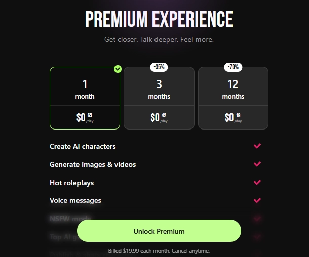 Xtease AI Pricing Plan