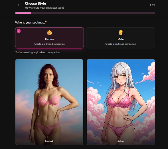 Dondi AI - AI Character Style and Gender Selection
