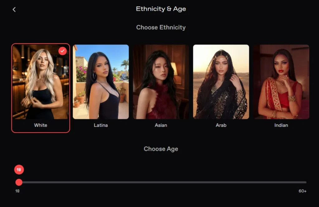 Nectar ai - AI Character Ethnicity and age