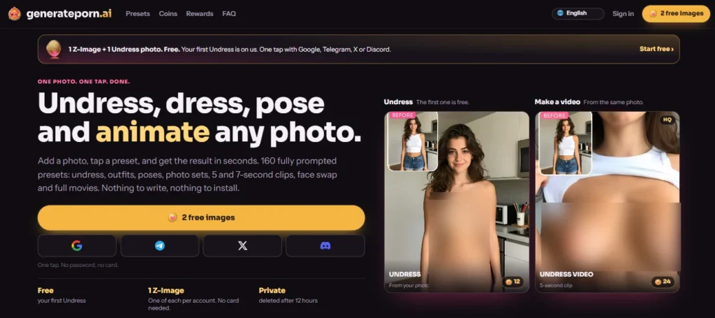GeneratePorn.ai Homepage