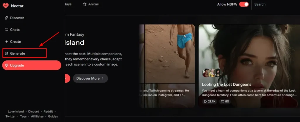 Nectar AI - Generation Button on Dashboard