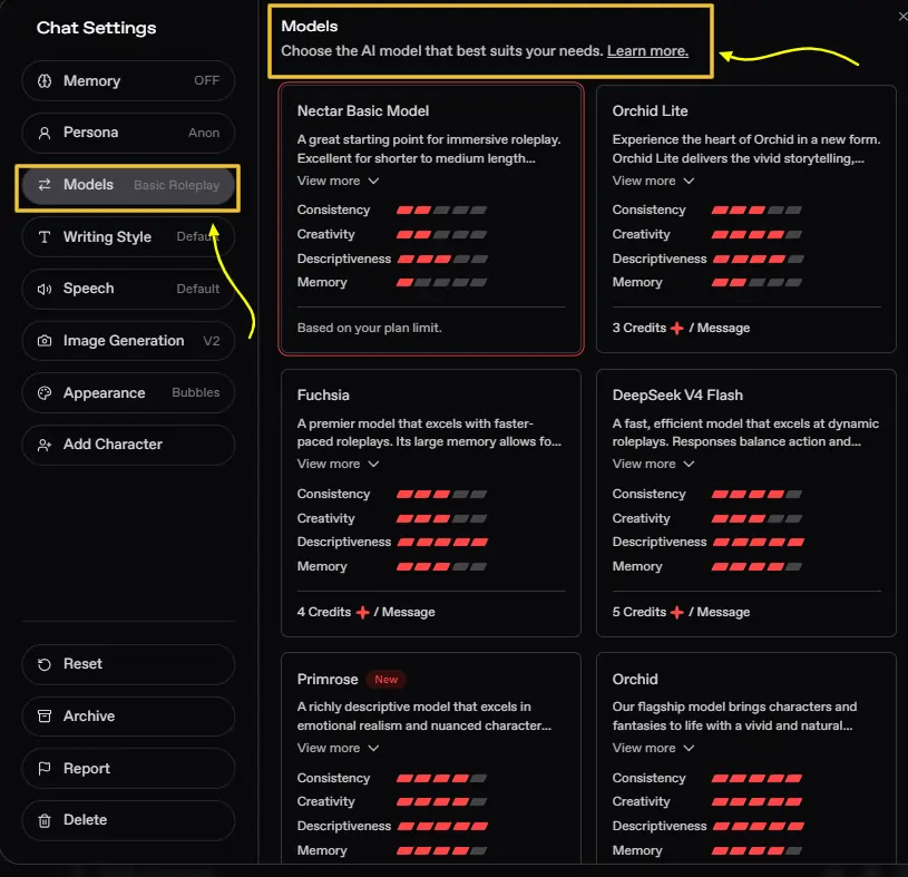 Nectar AI - Models Types