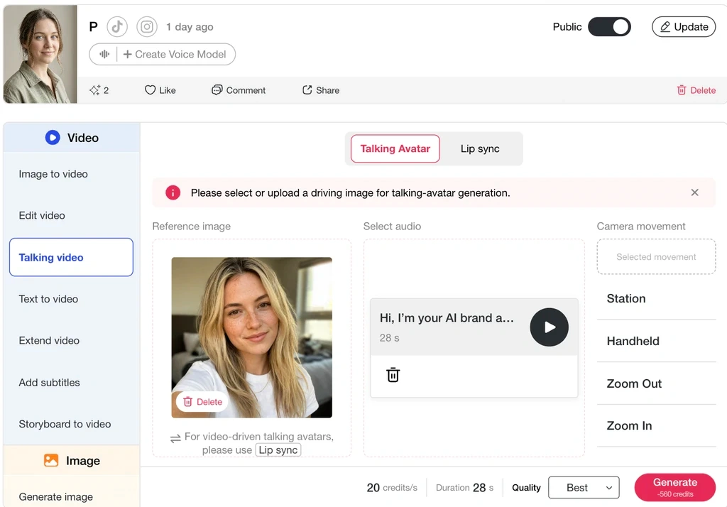 APOB AI Talking Avatar and Lip Sync video generation