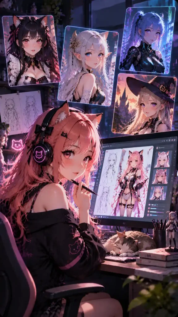 Anime AI character generator creating fantasy personas