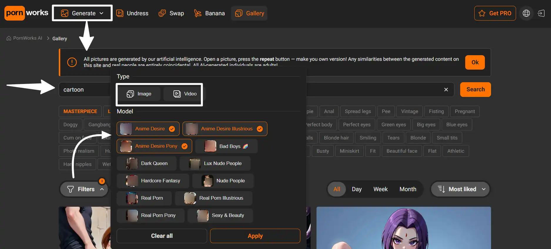 Choosing Cartoon Character Concept For Porn Generation with PornWorks AI