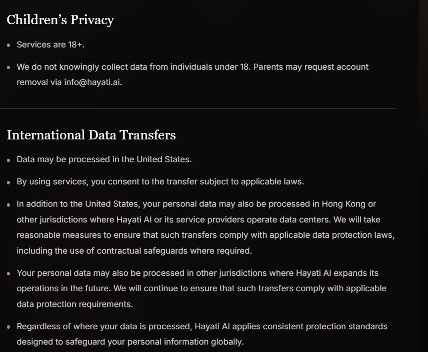 Hayati AI - Safety and Privacy Policy